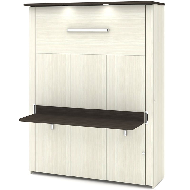 Atlin Designs Queen Desk Wall Bed in White Chocolate