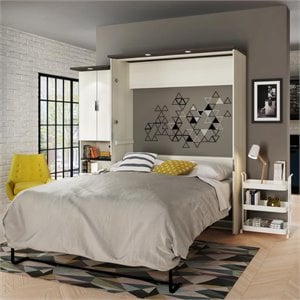 Atlin Designs 2 Piece Queen Storage Wall Bed  Set in White Chocolate