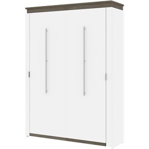 Atlin Designs 65&quot Modern Wood Queen Murphy Bed in White/Walnut Gray