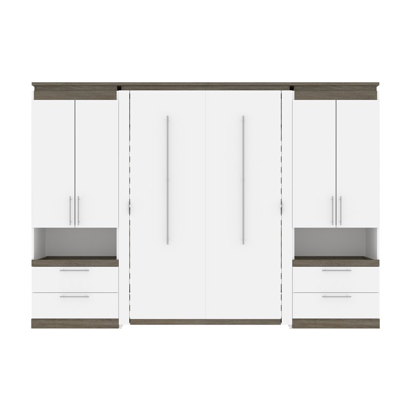 Atlin Designs Laminated Particle Board White Full Murphy Bed Rectangular Dual Piston System 118