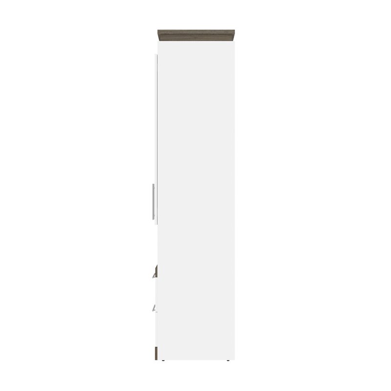 Atlin Designs Laminated Particle Board White Full Murphy Bed Rectangular Dual Piston System 118