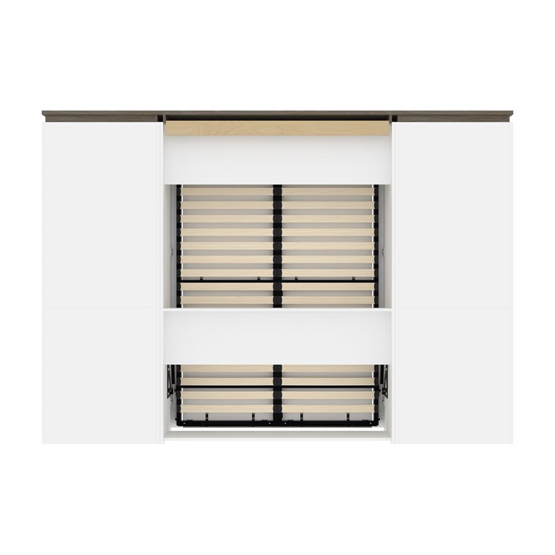 Atlin Designs Laminated Particle Board White Full Murphy Bed Rectangular Dual Piston System 118