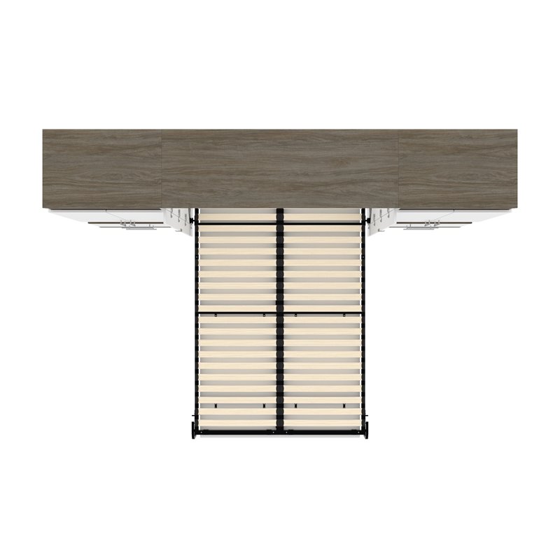 Atlin Designs Laminated Particle Board White Full Murphy Bed Rectangular Dual Piston System 118