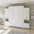 Atlin Designs Laminated Particle Board White Queen Murphy Bed Rectangular Storage Cabinets 104