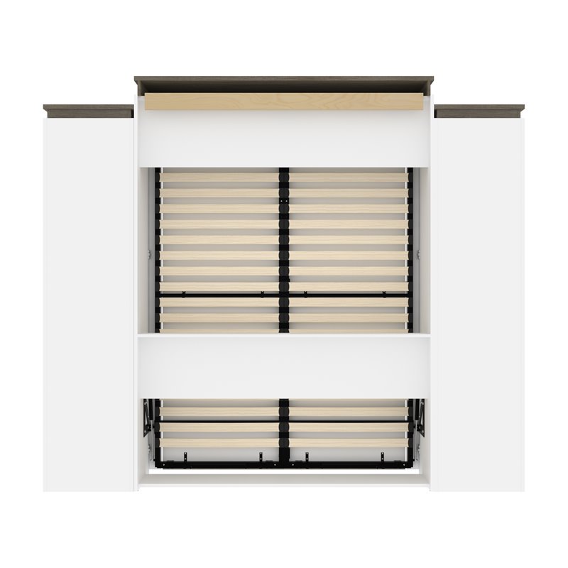 Atlin Designs Laminated Particle Board White Queen Murphy Bed Rectangular Storage Cabinets 104