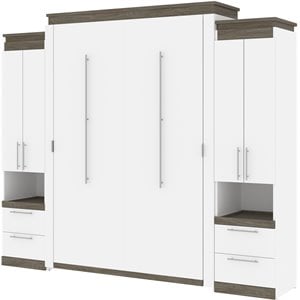 Atlin Designs Laminated Particle Board White Queen Murphy Bed Rectangular Storage Cabinets 104&quot Unassembled