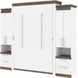 Atlin Designs Laminated Particle Board White Queen Murphy Bed Rectangular Storage Cabinets 104
