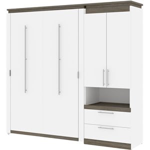 Atlin Designs 89&quot Full Murphy Bed with Storage Cabinet in White