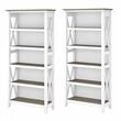 Atlin Designs 5 Shelf Modern Wood Bookcase Set in Shiplap Gray/White
