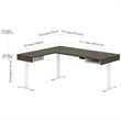 Atlin Designs L Shaped Adjustable Standing Desk with Credenza in Walnut Gray