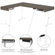 Atlin Designs L Shaped Adjustable Standing Desk with Credenza in Walnut Gray