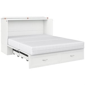 Atlin Designs Traditional Solid Wood Queen Murphy Bed Chest in White