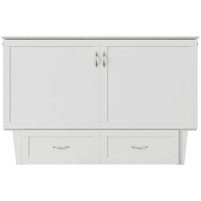 Atlin Designs Solid Wood White Queen Murphy Bed Rectangular Space Saving Assembly Required