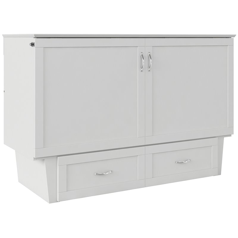 Atlin Designs Solid Wood White Queen Murphy Bed Rectangular Space Saving Assembly Required
