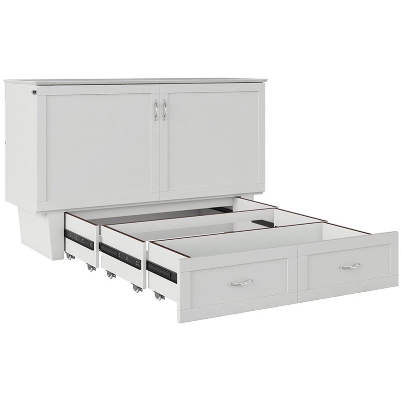 Atlin Designs Solid Wood White Queen Murphy Bed Rectangular Space Saving Assembly Required