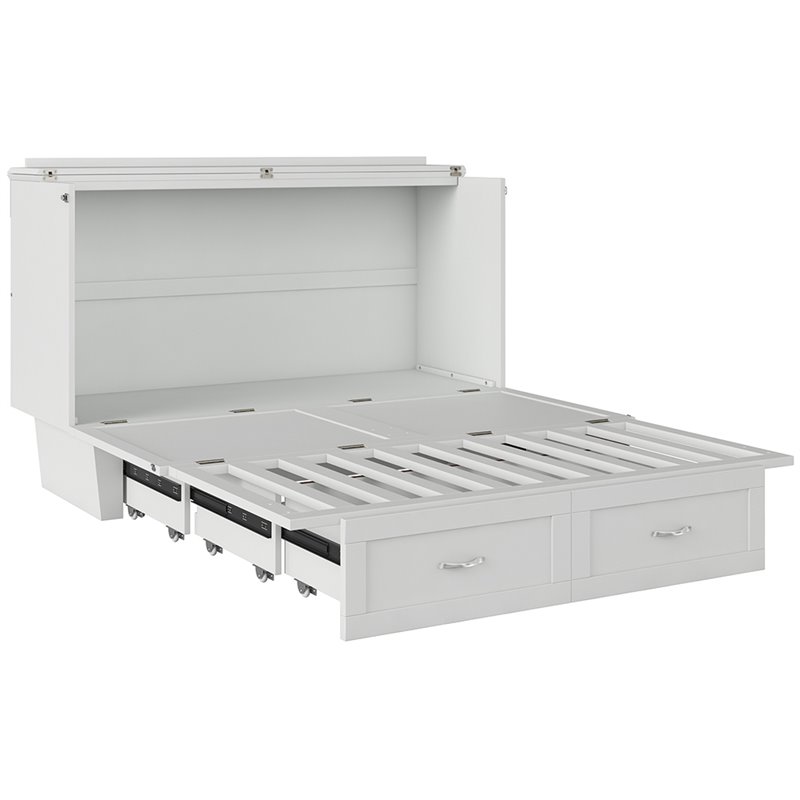 Atlin Designs Solid Wood White Queen Murphy Bed Rectangular Space Saving Assembly Required