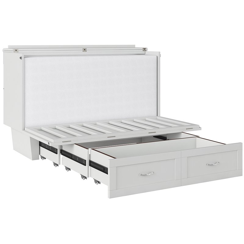 Atlin Designs Solid Wood White Queen Murphy Bed Rectangular Space Saving Assembly Required