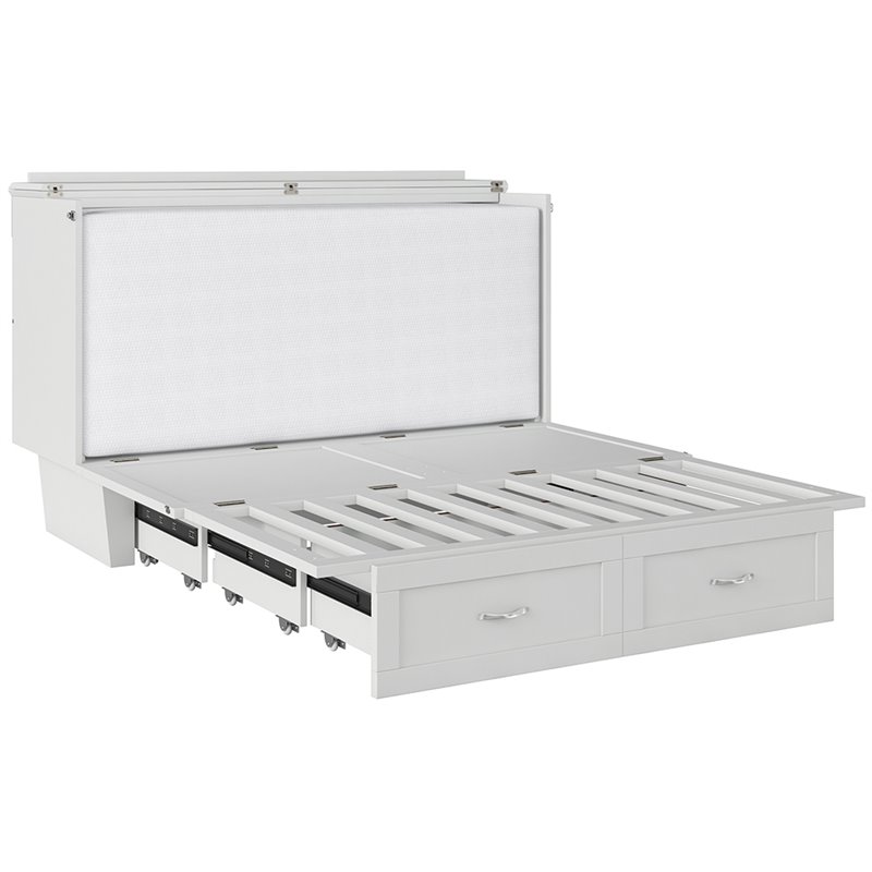 Atlin Designs Solid Wood White Queen Murphy Bed Rectangular Space Saving Assembly Required