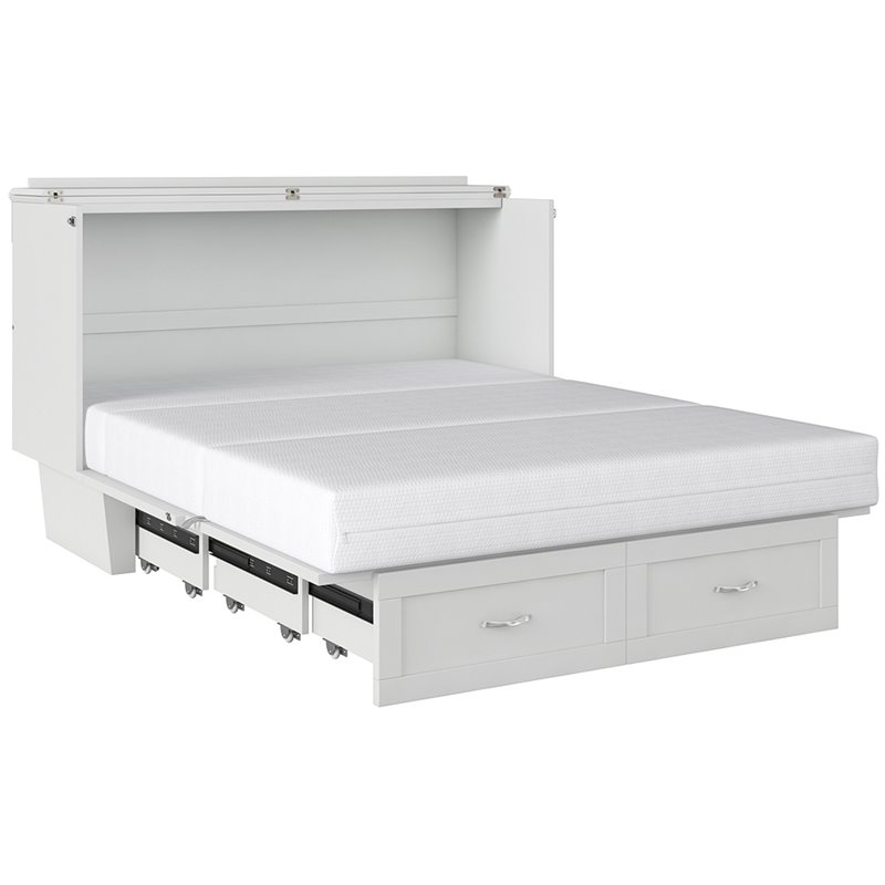 Atlin Designs Solid Wood White Queen Murphy Bed Rectangular Space Saving Assembly Required