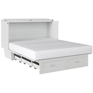 Atlin Designs Solid Wood White Queen Murphy Bed Rectangular Space Saving Assembly Required