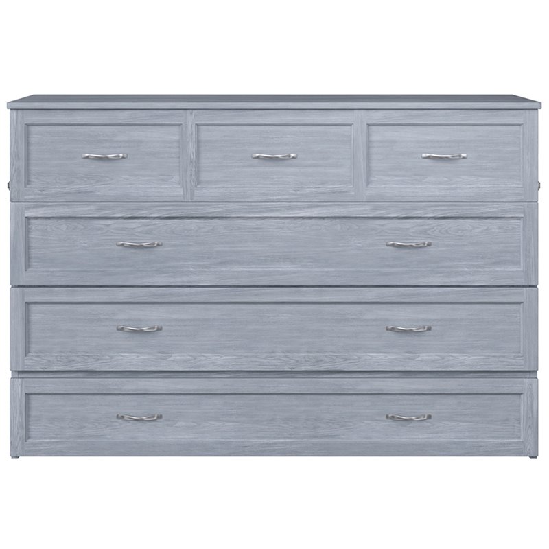 Atlin Designs Modern Solid Wood Murphy Bed Chest with Mattress in Driftwood
