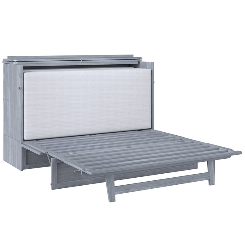 Atlin Designs Modern Solid Wood Murphy Bed Chest with Mattress in Driftwood