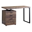 Atlin Designs 3 Drawer Writing Desk in Brown and Black