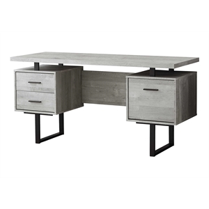 Atlin Designs Particle Board Gray and Black Writing Desk Rectangular Large Floating Top 60&quot Unassembled