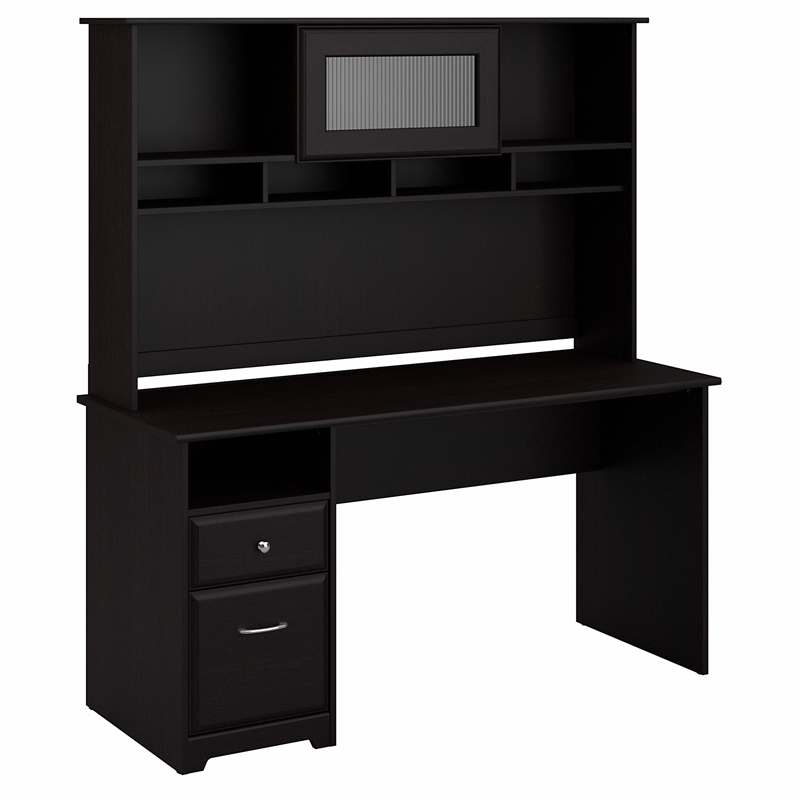 Atlin Designs 60W Computer Desk with Hutch in Espresso Oak