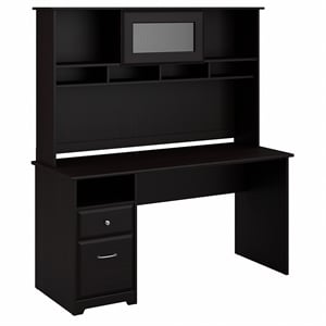 Atlin Designs 60W Computer Desk with Hutch in Espresso Oak