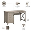Atlin Designs Farmhouse Wood Computer Desk with Storage in Gray