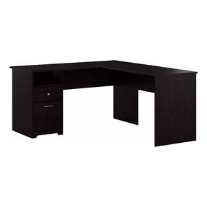 Atlin Designs 60&quot Contemporary Wood L Shaped Desk with Drawers in Espresso Oak