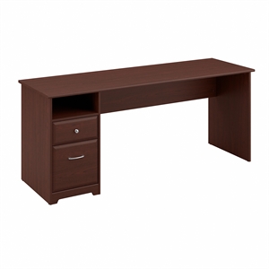 Atlin Designs 72&quot Contemporary Wood Computer Desk with Drawers in Harvest Cherry