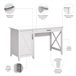 Atlin Designs Contemporary Wood Computer Desk with Storage in White