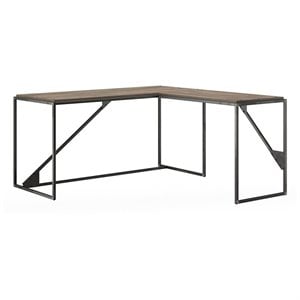 Atlin Designs 62W L Shaped Industrial Desk with Return in Rustic Gray