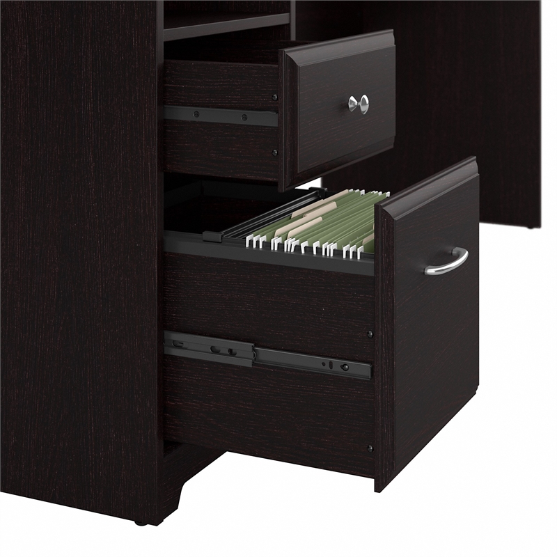 Atlin Designs 72W L Shaped Computer Desk with File in Espresso Oak