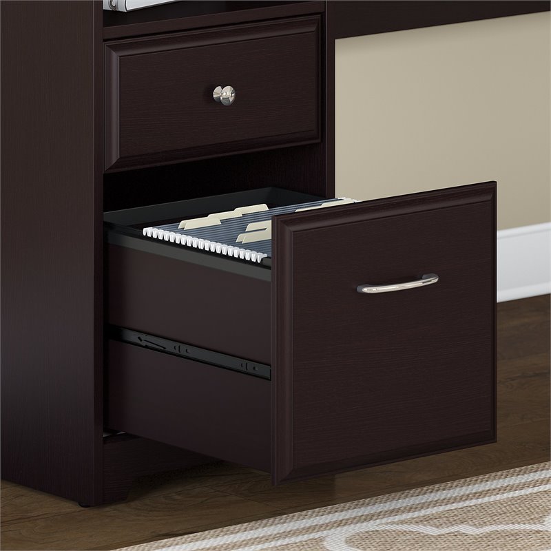 Atlin Designs 60W L Shaped Computer Desk with Hutch in Espresso Oak
