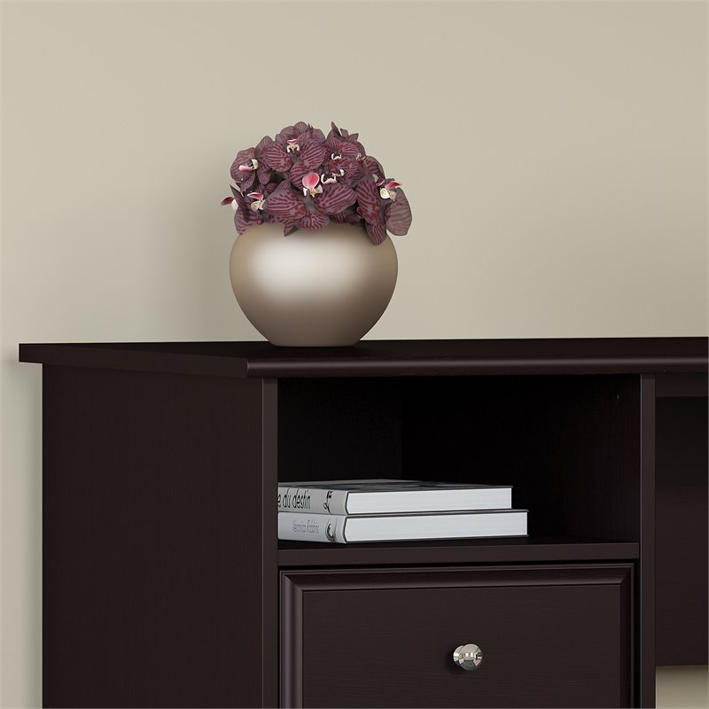 Atlin Designs 60W L Shaped Computer Desk with Hutch in Espresso Oak