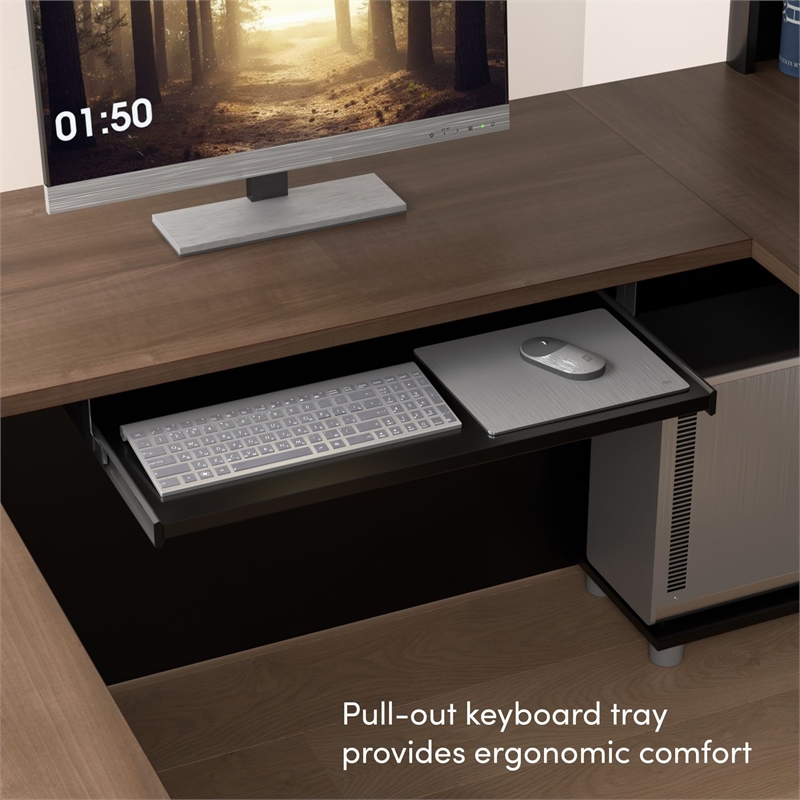 Atlin Designs 4 Piece L Shaped Computer Desk in Antigua and Black