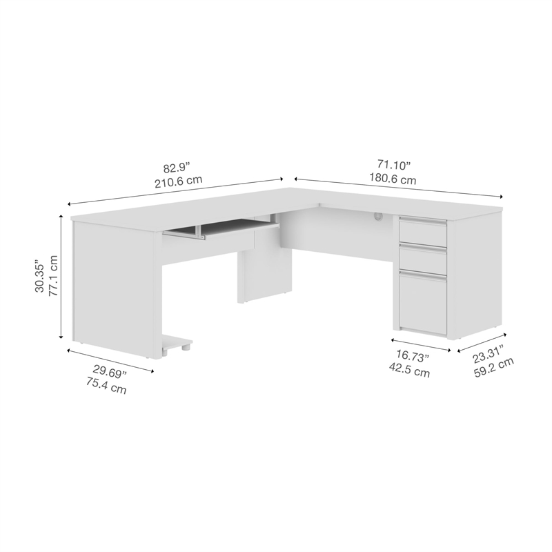 Atlin Designs 4 Piece L Shaped Computer Desk in Antigua and Black