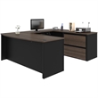 Atlin Designs Wood Antigua/Black Computer Desk U-Shaped Reversible 71.1