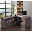 Atlin Designs Melamine Bark Gray Computer Desk L Shape Fully Reversible 71.1