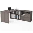Atlin Designs Melamine Bark Gray Computer Desk L Shape Fully Reversible 71.1