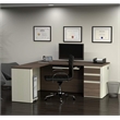 Atlin Designs Modern Wood L-Desk in White Chocolate and Antigua