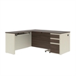 Atlin Designs Modern Wood L-Desk in White Chocolate and Antigua