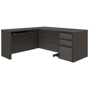 Atlin Designs 4 Piece L Shaped Computer Desk in Bark Gray and Slate