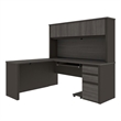Atlin Designs Particle Board Bark Gray L-Shaped Computer Desk with Hutch 71.1