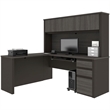 Atlin Designs Particle Board Bark Gray L-Shaped Computer Desk with Hutch 71.1