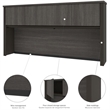 Atlin Designs Particle Board Bark Gray L-Shaped Computer Desk with Hutch 71.1