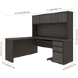 Atlin Designs Particle Board Bark Gray L-Shaped Computer Desk with Hutch 71.1